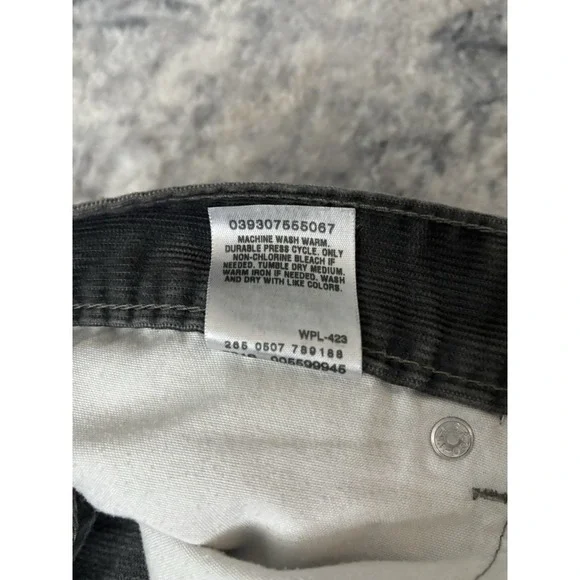 Levis 559 Corduroy Pants Mens 36x32 Gray Relaxed Fit Straight‎ Leg Preppy Casual - Picture 12 of 16